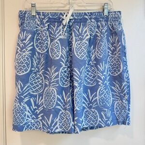 Chubbies XL Swim Trunks Blue Pineapple Print‎ 7" Inseam Elastic Waist Mens